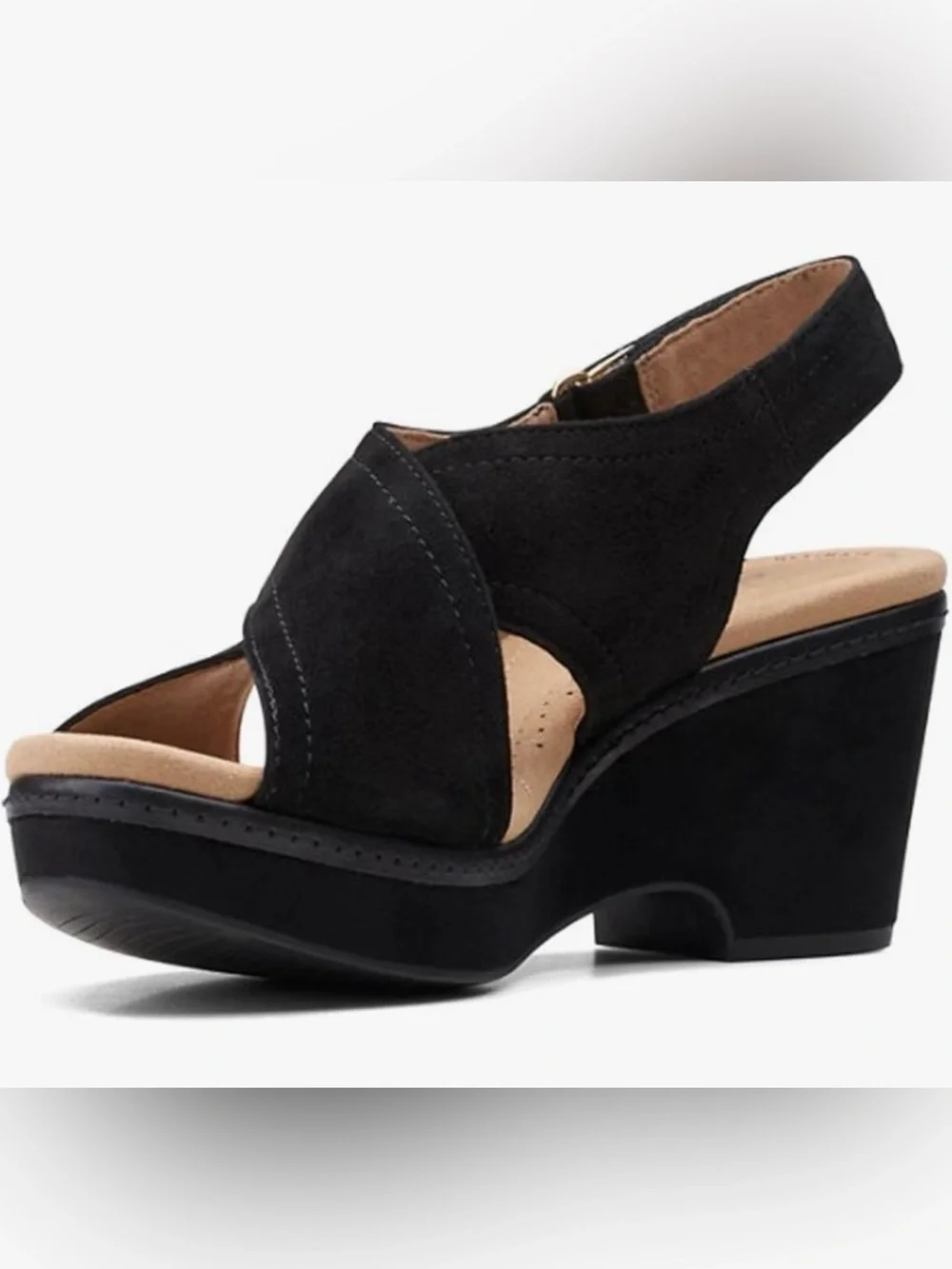 Clark’s Women's Black Suede Platform Slingback Sandals
